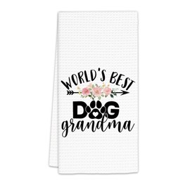 Ficy Dog Grandma Gifts Kitchen Towels, Decorative Hand Towels for Bathroom Kitchen, Best Dog Grandma Bathroom Kitchen Decor (16x24 Inch)