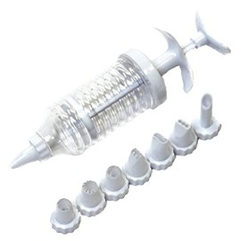 Chef Craft Sugar Cookie Icing Syringe with Tips 9pc 7" Baking Utensil, White