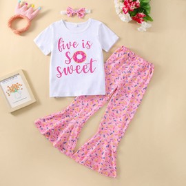Eadrioss Toddler Girl Birthday Outfit - Cocomelon Bell Bottom Pants & Shirt