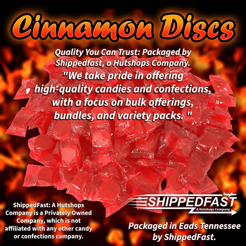 Cinnamon Discs Hard Candies - (2 Pound Bag) Individually Wrapped.