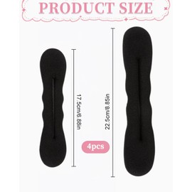 KGDUYC Pack of 4 Hair Bun - Hair Holder Sponge Clips Hair Styling Doughnut Bun Hair Twist Curler Donut Tools (Black: 2 Specifications)