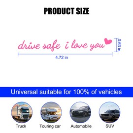 HZEL Car Sticker, 5PCS Drive Safe I Love You Rearview Makeup Mirror Window Reminder Decors, Funny Vinyl Letter Automotive Decoration Accessories, Universal for SUV RV Truck (Pink)