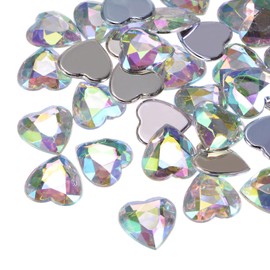 sourcing map Acrylic Heart Rhinestone 15 mm Flat Back Plastic Elegant Jewellery Stickers for Valentine's Day Parties Jewellery Making Card Crafts White Pack of 60