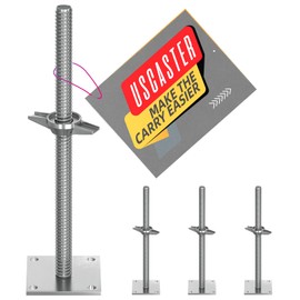 USCaster Screw Jack Scaffold 18" Adjustable Leveling Jack Solid Screw Jacks with Base Plate for Baker-Style Scaffolding Galvanized 4 Pack