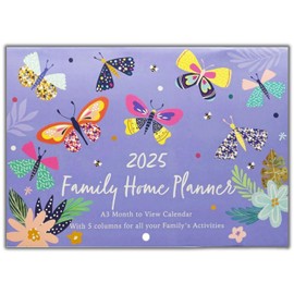 PaulStore 2025 Family Home Planner Calendar 5 Columns Size A3 - Cute Owls & Butterflies (Butterfly)