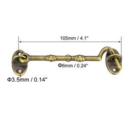 sourcing map 4.1" Cabin Hooks Eye Latch Door Gate Swivel Window Brass Hook with Mounting Screws Antique Bronze 1pcs
