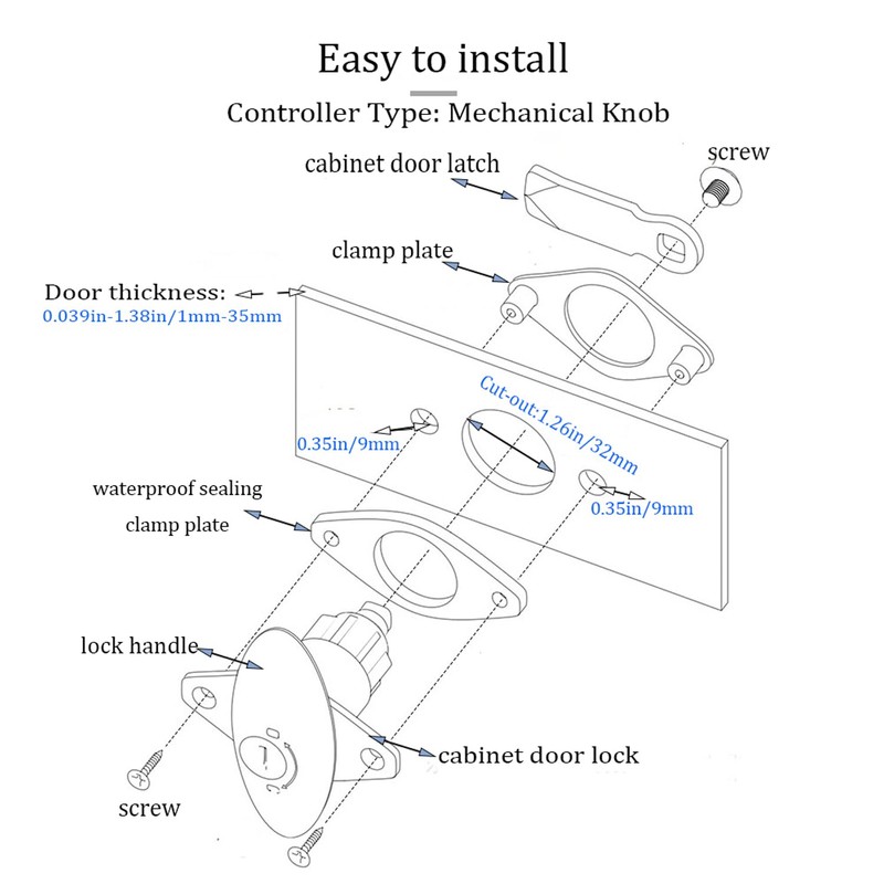 RV Lock,T-Handle Lock Kit with Keys,Motorhome Locks Garage Door Lock