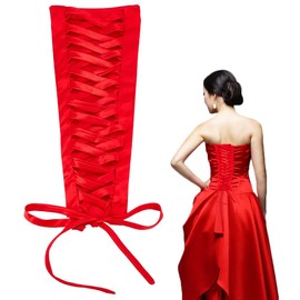 NBEADS Wedding Dresses Corset Kit, Corset Back Kit Women's Wedding Dress Zipper Replacement Adjustable Fit Satin Corset Back Kit Lace up for Prom Dress Wedding Dress, Red