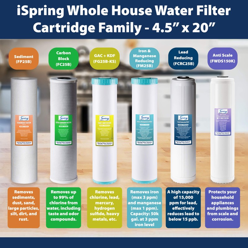iSpring FC25BX2 High Capacity 20” x 4.5” Water Filter Replacement