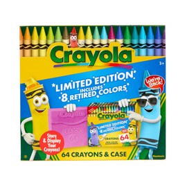 Crayola Crayon Box (64 Count), With Limited Edition Colors & Plastic Case, Arts & Crafts Coloring Supplies for Kids, Back to School Essentials, Ages 3+