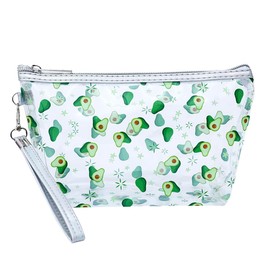 JIHUOO Clear Cosmetic Bag Pouch Transparent Fruit Makeup Bag Portable Travel Wash Bag Waterproof Toiletry Organiser Pouch for Women Girls Avocado