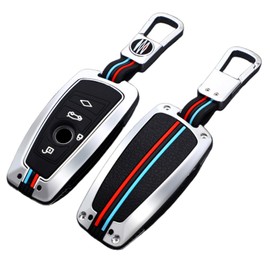 OTMIK Car Key Cover Suitable for F20 F30 G20 F31 F34 F10 G30 F11 X3 F25 X4 I3 M3 M4 1 3 5 Series Zinc Alloy Key Cover, silver
