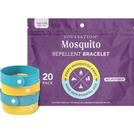 Soulsation 20 Pack Mosquito Repellent Bracelets Microfiber - for Kids & Adults, Natural DEET-Free