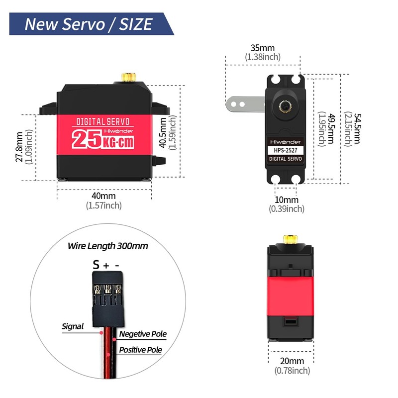 Hiwonder 25KG High Torque Digital Servo Motor Full Metal Gear,