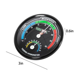 WACOOL Mini Thermometer Hygrometer Pack of 2PCS, Dial Temperature Humidity Gauge Terrarium Thermometer Celsius and Fahrenheit, Night Luminous