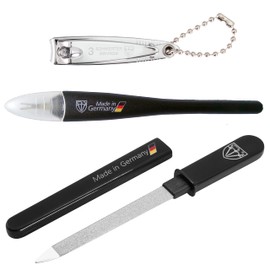 3 Swords Germany - brand quality CUTICLE REMOVER and POCKET NAIL FILE and NAIL CLIPPER - emergency nail repair kit - MUST HAVE