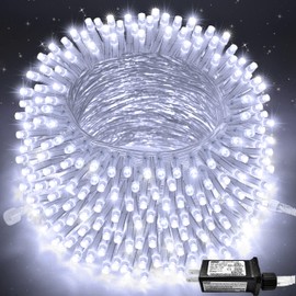 JMEXSUSS Cadena de luces de 91.5 pies, 8 modos, 200 luces LED de Navidad para exteriores, impermeable, para decoración de Navidad (blanco)