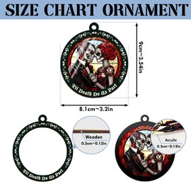 Artsy Woodsy Skull Couple Love Valentine's Day Suncatcher Ornament Christmas Tree Decor, Gothic Skeleton Couple Engagement Wedding for Couple, Skull Kitchen Accessories