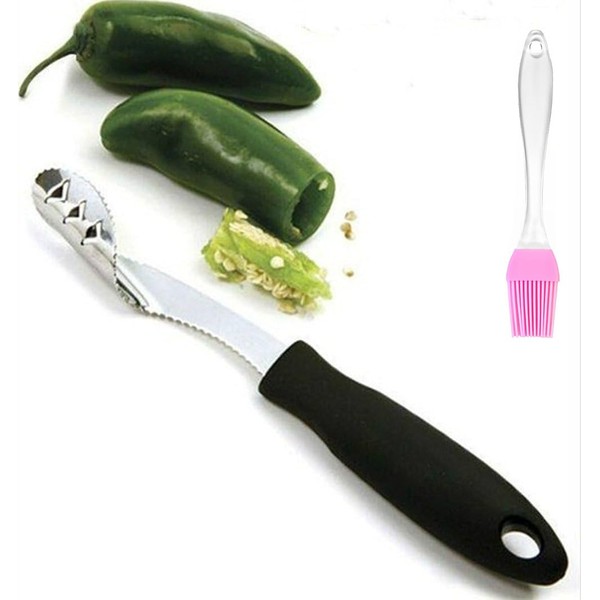 Household Stainless Steel Sawtooth Jalapeno Pepper Corer,Vegetable and Fruit Core Removing Device, Zucchini Seeds Coring Machine