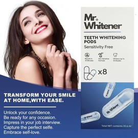 Mr.Whitener Teeth Whitening Refill Kit – 8 Gel Pods (33.6ml) – Peroxide-Free, Vegan, Pap Pro Formula – Safe for Sensitive Teeth – Fast Acting Tooth Whitener, LED Kit Compatible