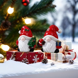 Romehaha Christmas Santa Claus Figure,Mini Resin Santa Claus Decor,Christmas Tree Decorations for Desktop Decor,Shelf Decor,Christmas Party Supplies 3.5x3.8Inch (Santa Claus & Tree)