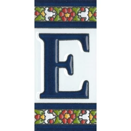 Spanish Floral Letter Frame Ceramic Tile Letter E