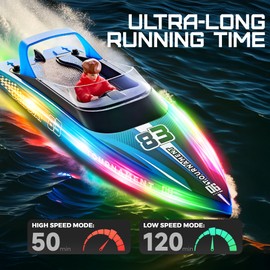 BEZGAR Remote Control Boat, 2 Packs 10 inch Fast Speed RC Boat 15 KPH for Pools & Salt Water, Summer Toys for Adults and Ideal Gifts for Kids Boys Age 6 7 8-12 Years Old - HJ821