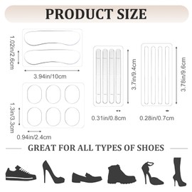 9PCS Heel Pads for Shoes, Clear Silicone Heel Protector High Heel Grips for Women Shoe Grips Cushions Inserts for Loose Shoes Nonslip Self-Adhesive Silicone Shoe Insoles for Women Men