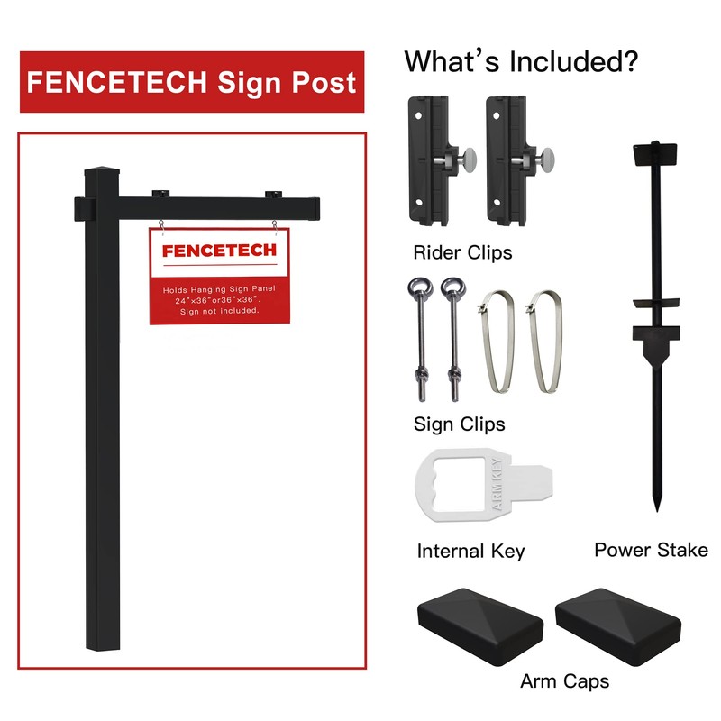 FENCETECH Vinyl PVC Real Estate Sign Post 6' Tall, Realtor
