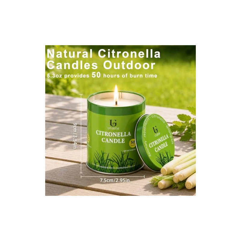 Outdoor Citronella Candles - Essential Oil Soy Wax for Patio