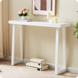 Kings Brand Furniture Claude Narrow Console Table Perfect for Sofa Table, Entryway Table for Hallway, Behind The Couch, Living Room, Corridor, Foyer & Office (White, 36 inches)