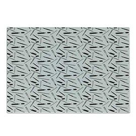 Ambesonne Pen Cutting Board, Office and Themed Pencil Pen and Marker Drawing on Tiled Paper Background Image, Decorative Tempered Glass Cutting and Serving Board, Small Size, Black White