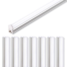 Barrina LED T5 Integrated Single Fixture, 4FT, 2200lm, 6500K (Super Bright White), 20W, Utility Shop Light, Ceiling and Under Cabinet Light, ETL Listed, Corded Electric with ON/Off Switch, 8 Pack