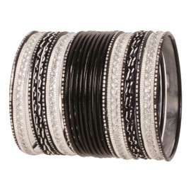 Touchstone Indian Metal Bangles for Women Gold Alloy 2 Dozen Bangles Collection Bollywood Women Jewelry Set Multi-stackable Wide Chunky Textured Gold Tone 24" Gold or, Metal, No gemstone