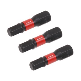 Sealey Impact Power Tool Hexagon Screwdriver Bits Hex 5mm 25mm Pack of 3, Red
