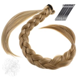 Ipetboom 3 Sets Ponytail Hair Ribbons for Braids Ladies. Braided Wigs Braided Headbands Plait Hair Extensions Women Hair Extensions Blond Wig Braid Wig Lengthen Extend High Temperature Wire