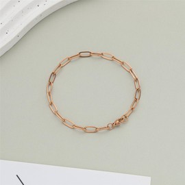 kelistom 14K Gold Filled Stainless Steel Paperclip Chain Bracelet for Women, 7.5” Rectangle Link Bracelets, Waterproof and Never Tarnish (rose gold)