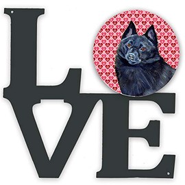 Caroline's Treasures Schipperke Hearts Valentine's Day Portrait Metal Artwork Love Wall-Decor, Multicolor