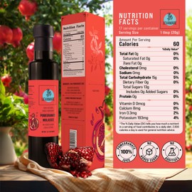 Levamare Pomegranate Molasses, 12 oz (Pack of 1) | No Added Sugar, No Additives | 100% Natural Pomegranate Concentrate from 100% Mediterranean Pomegranate Juice | Gourmet Food Pomegranate Syrup | Vegan, Gluten Free | Superfood