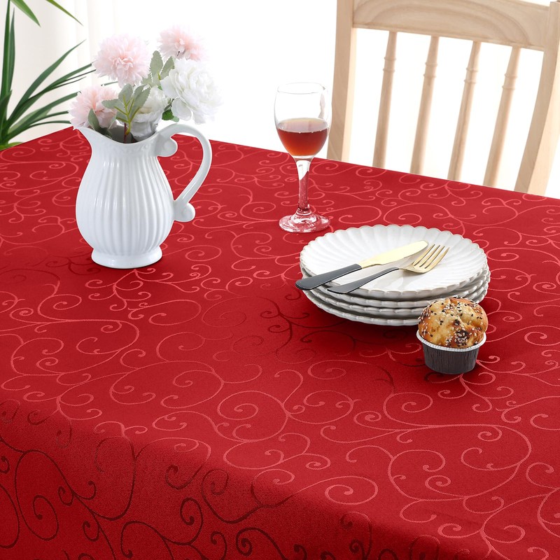 smiry Washable Tablecloth, Ornaments, Rectangular, 140 x 240 cm, Damask