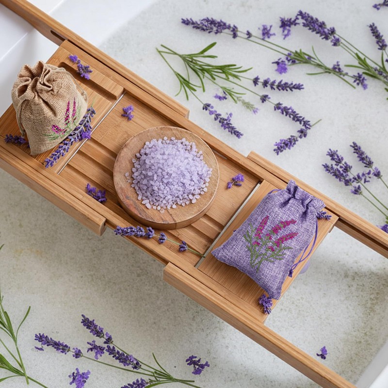 Sunnymove 30 Pcs Embroidered Lavender Sachet Bags 5.7 x 4.1