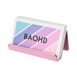 BAOHD Rose Gold Business Card Holder for Desk, Cute Business Card Holder Display Stand, Metal Desktop Business Card Organizer for Women (2nd Generation), 1 Pack