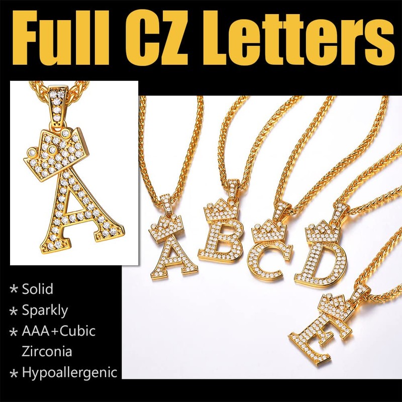 U7 Women Necklace Y2K Jewellery Pendant Necklaces Name Initial J