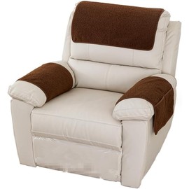 3 Pcs/Set Recliner Covers Armrest Covers for Recliner Chair with Storage Pockets Headrest Cover for Sofa Recliner Protector (Coffee)