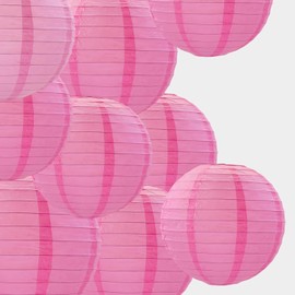 Paper Lanterns, Pink, Pack of 10, Hanging Paper Lanterns, Light Pink, Purple, for Party Decoration, Garden Party, Wedding Decoration, Outdoor, Festival Decoration, Bridal Shower, Baby Shower, Birthday