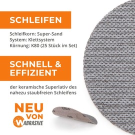 Sanding Discs 150 Velcro 80 | Pack of 25 | Supersand Sanding Mesh K80 | Diameter 150 mm | For Ceiling Sanders, Drywall Sanders & Disc Sanders