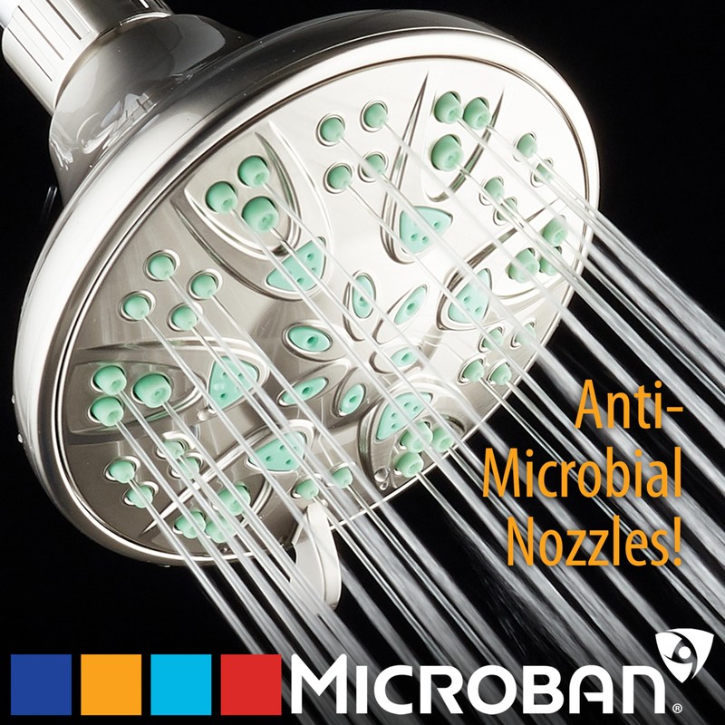 AquaDance Antimicrobial – Anti-Clog High-Pressure 6-Setting Shower Head with Nozzle