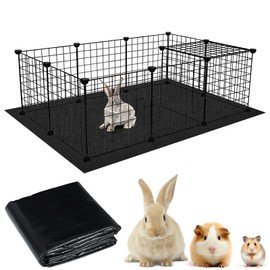 Waterproof Pet Playpen Mat, 59 x 39 Inch Cage Liner Reusable Floor Pad with Non-Slip Backing Perfect for Rabbit Guinea Pig Ferret Hamster and Other Small Animals (Black)