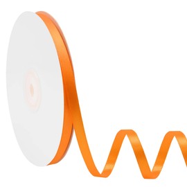 Simplegoal Double Face Orange Satin Ribbon 1/4 Inch X 50 Yards Polyester Orange Ribbons for Gift Wrapping Fabric Ribbon for Crafts Flower Bouquet Sewing Arts Wedding Party Decoration