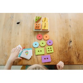 Chuckle & Roar - Montessori Sort & Stack Puzzle - Touch and Learn Puzzle - Pegs and Shapes Puzzle - Great for Preschoolers - Ages 3 and Up